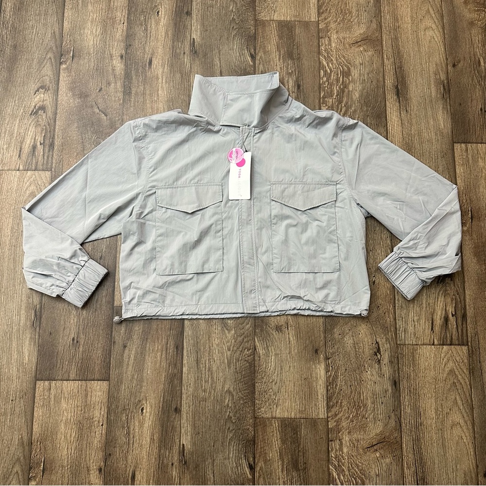 Yogalicious UPF50+ Protection Thin Windbreaker Lightweight Jacket Sz L Gray